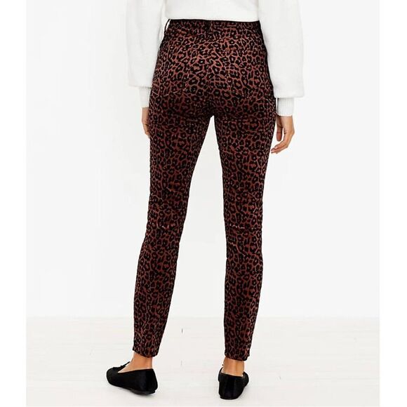 LOFT Leopard Print Skinny Corduroy Pants Size 28/6 Regular Fit, High Rise NWT - Picture 2 of 11